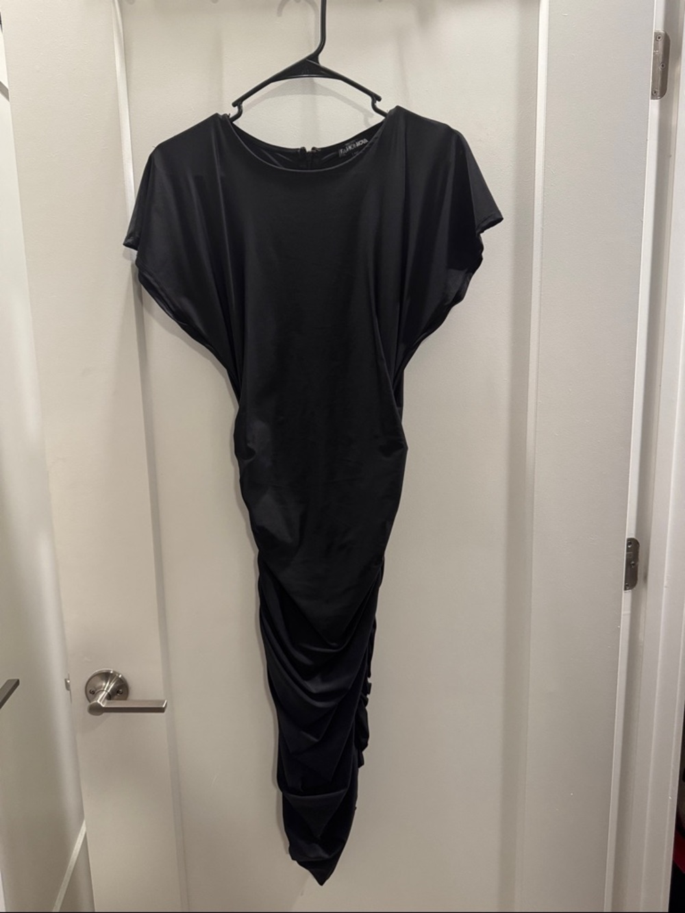 Fashion Nova Black Draped Maxi with Dolman Sleeves